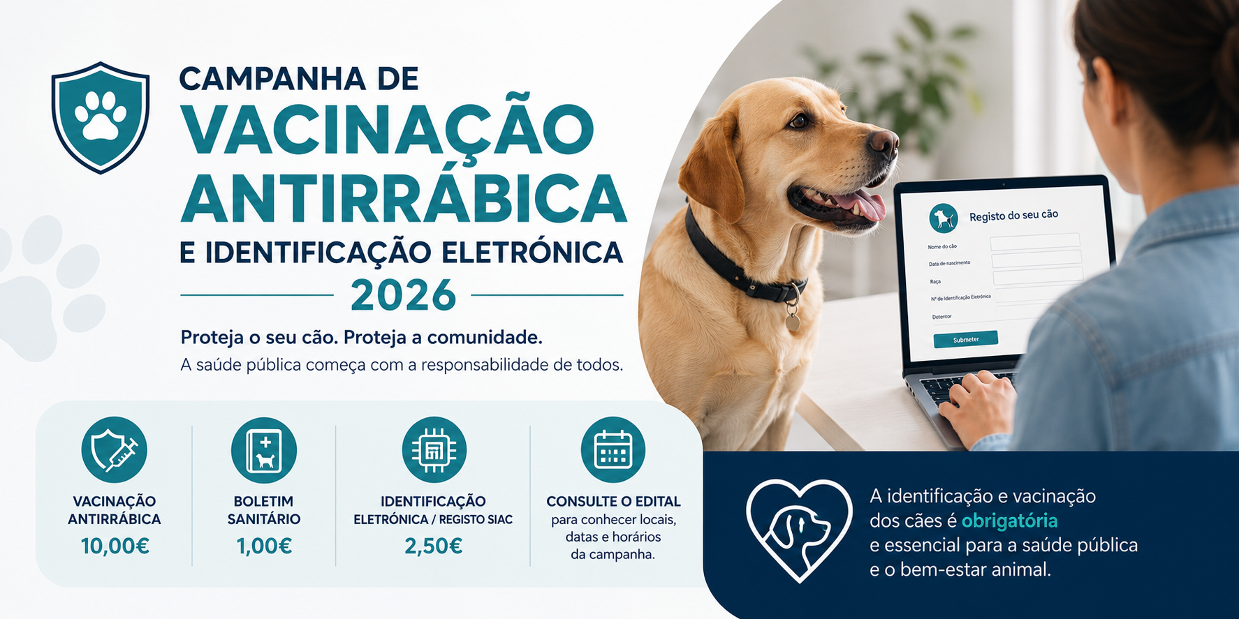 Campanha de Vacinação Antirrábica e Identificação Eletrónica 2026
