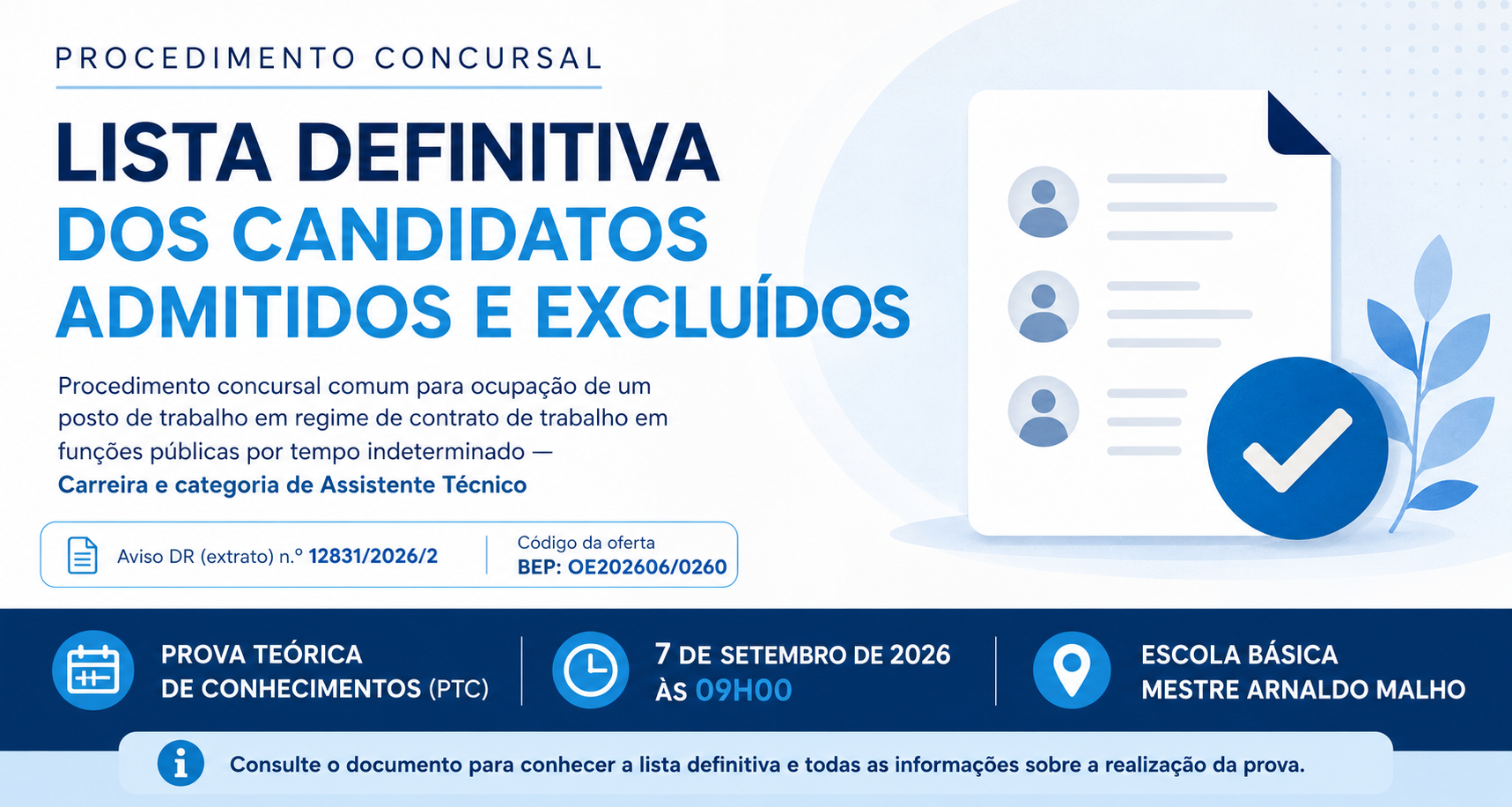 Lista definitiva dos candidatos admitidos e excluídos