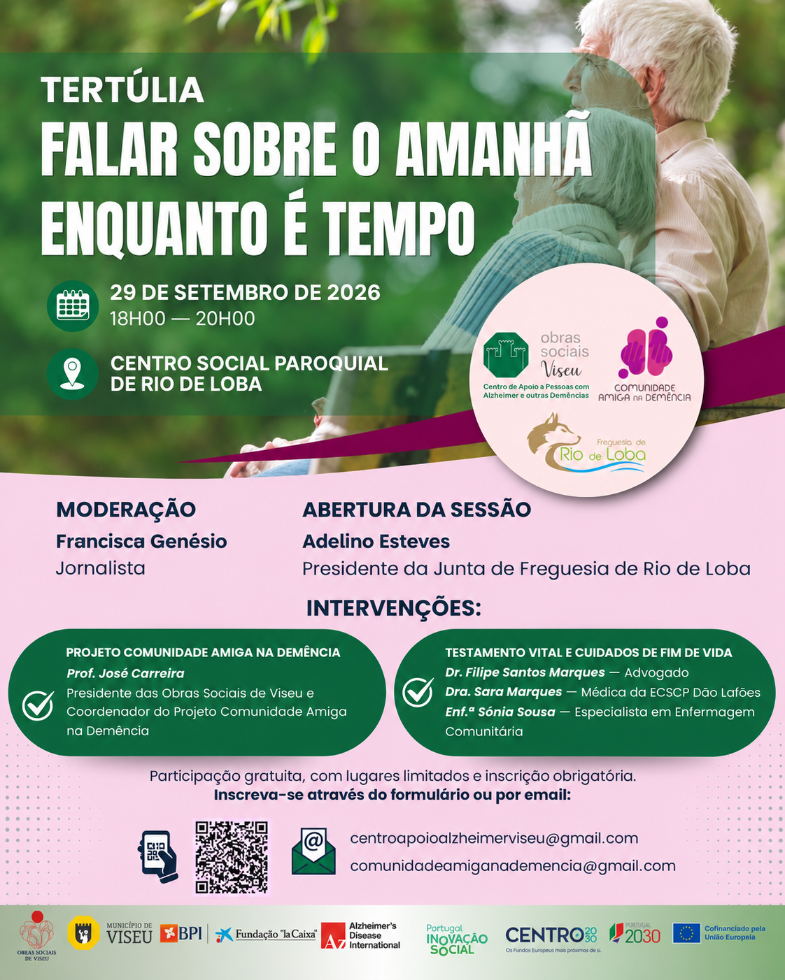Inscrição na tertúlia «Falar Sobre o Amanhã Enquanto é Tempo»